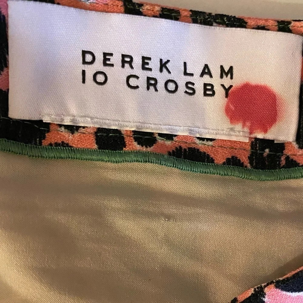 Derek Lam 10 Crosby Ruffle Leopard Print Skirt Pink Green Layered Size 6 Small - Picture 10 of 12